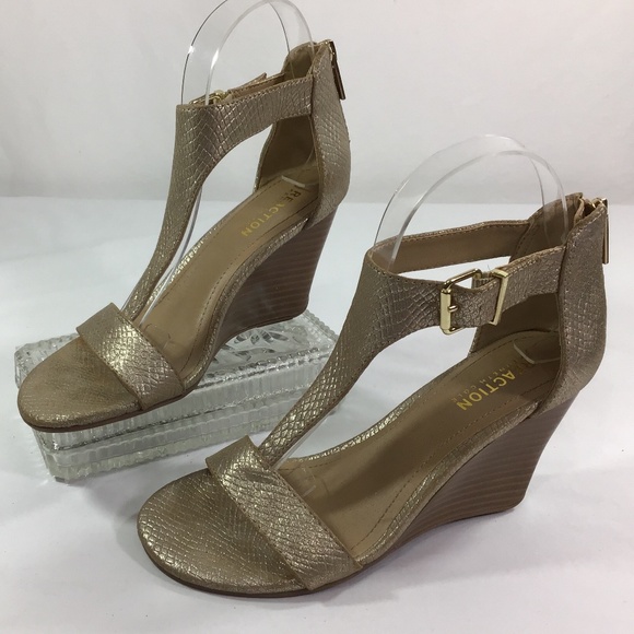 Kenneth Cole Reaction Gold Ava Brave Sandals Shoes - Kenneth Cole Reaction Gold Ava Brave Sandals
